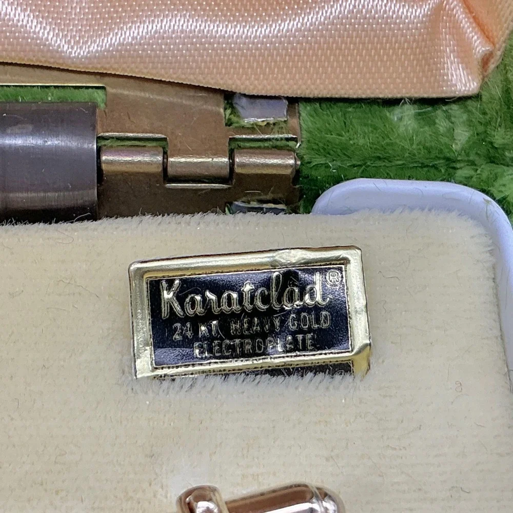Anson Cufflinks Set Men 24KT Gold Plated Genuine Diamond Heavy Electroplate